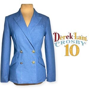 DEREK LAM 10 CROSBY
Rodeo Double-Breasted Stretch-Cotton Light Blue Denim Blazer
